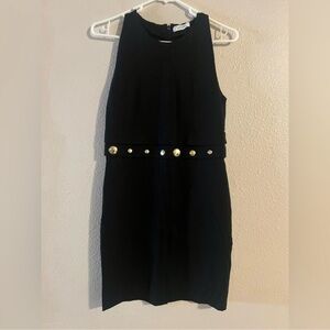 Versace Black Mini Dress with Gold Buttons